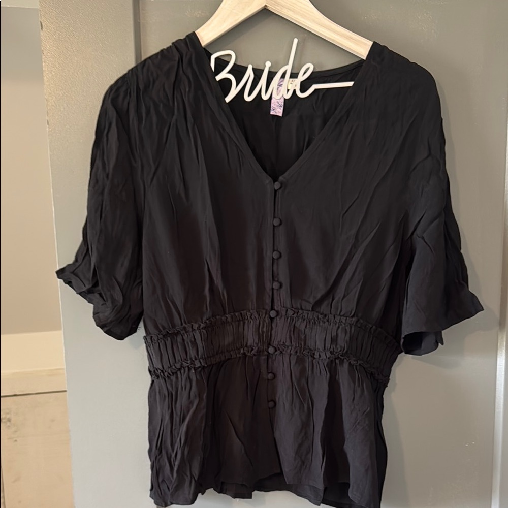 Black Button-Up Women's Top